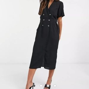 ASOS DESIGN casual tux midi dress in black